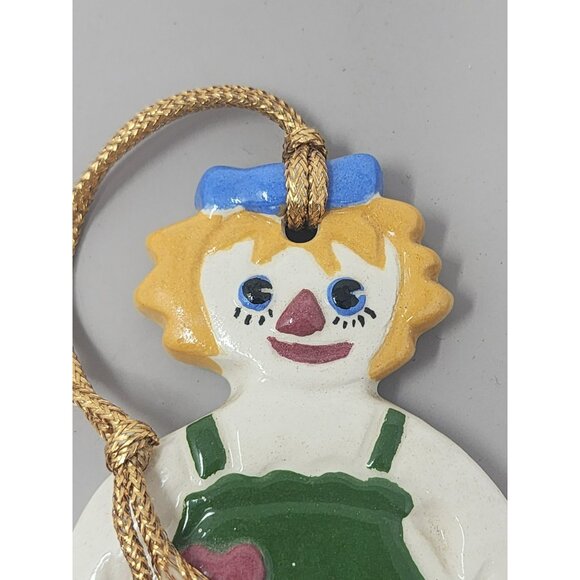 Vintage‎ Hand Made Raggedy Ann/Andy + Gingerbread Man Ceramic Hanging Ornaments - Picture 7 of 8